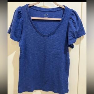 GAP Women's Heather Blue Short Sleeve Top